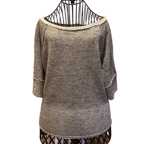 Anthropologie Grey Dolan T-Shirt Raw Edge French Terry Top - Picture 1 of 6